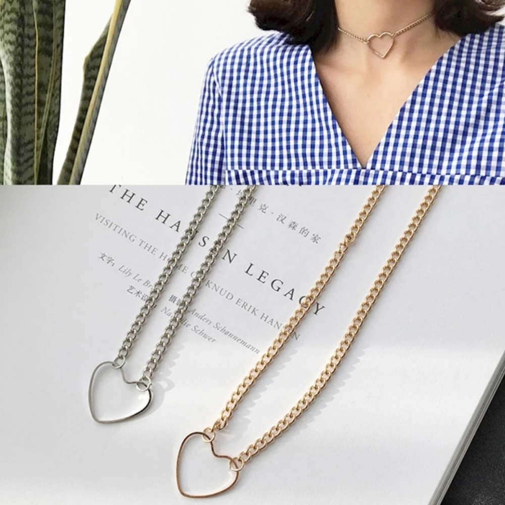 Heart Chain Choker Necklace - Picture 4 of 4